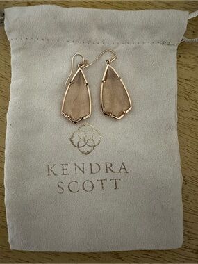 Kendra Scott Rose Gold Drop Earrings with Blush Stone
